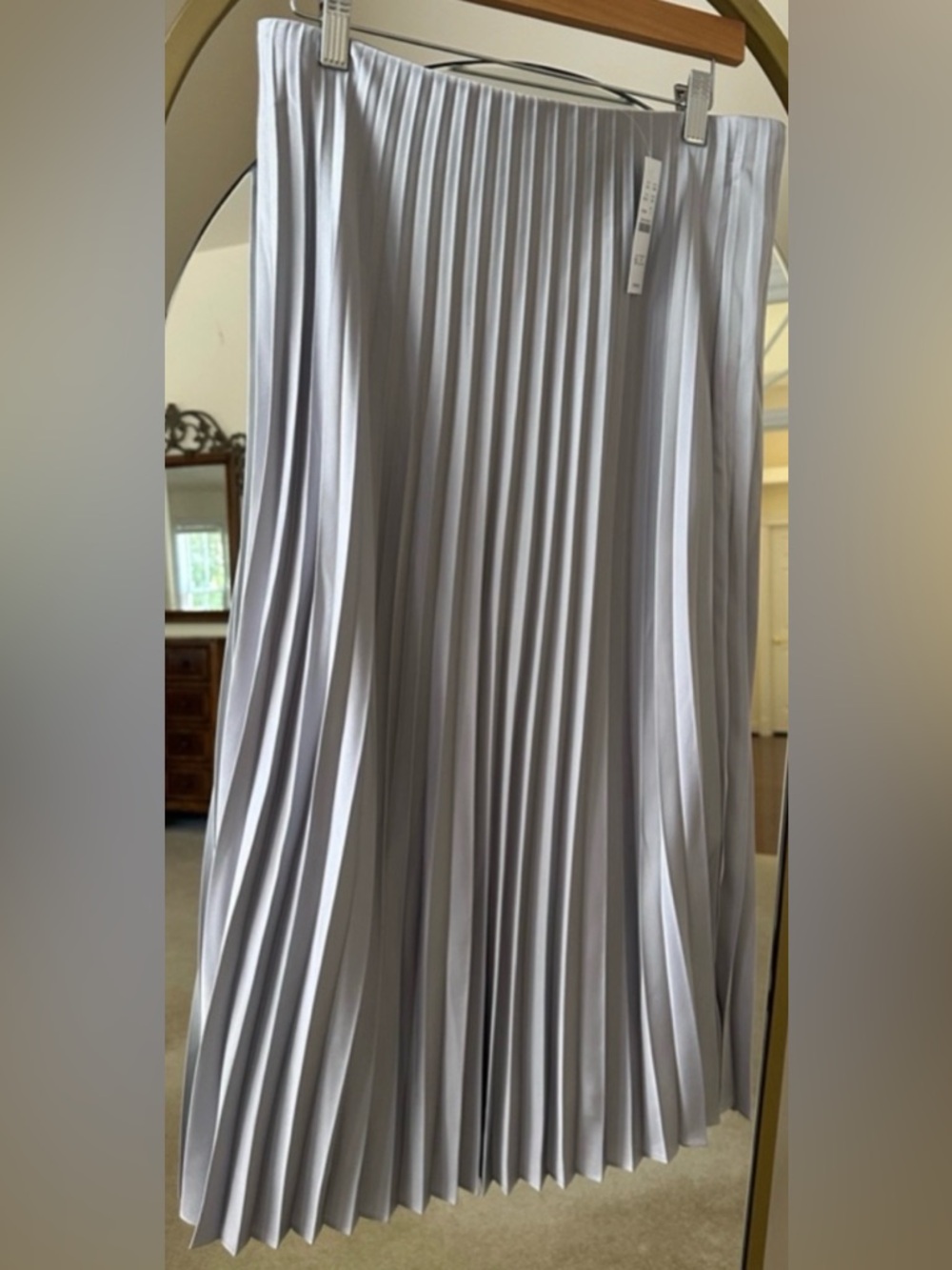 J. Crew Light silver Pleated Midi Skirt